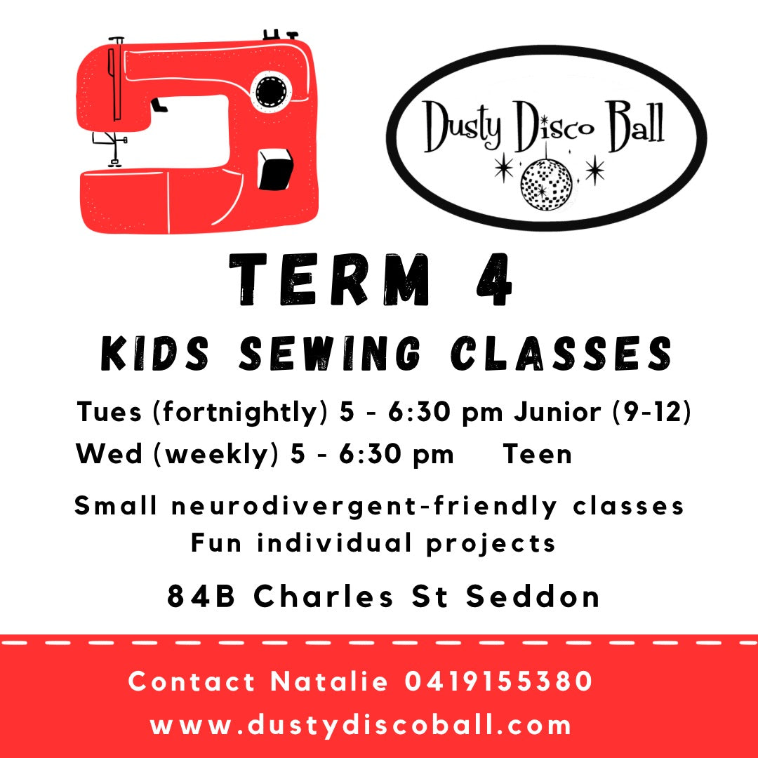 Term 4 2026 Kids and Teens Sewing Classes Melbourne - New Junior Beginner class starting!