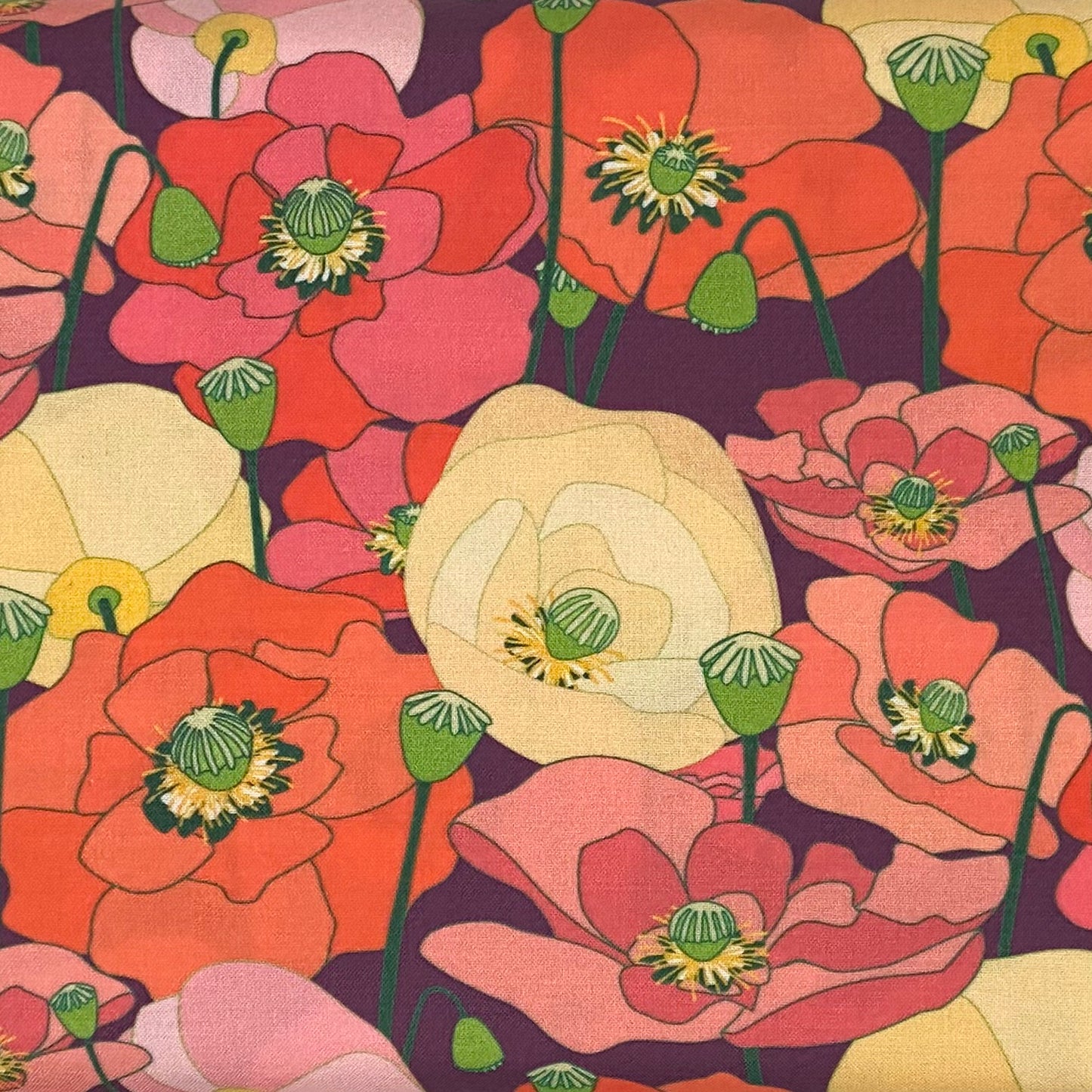 Wild Poppy Meadow - medium, purple background