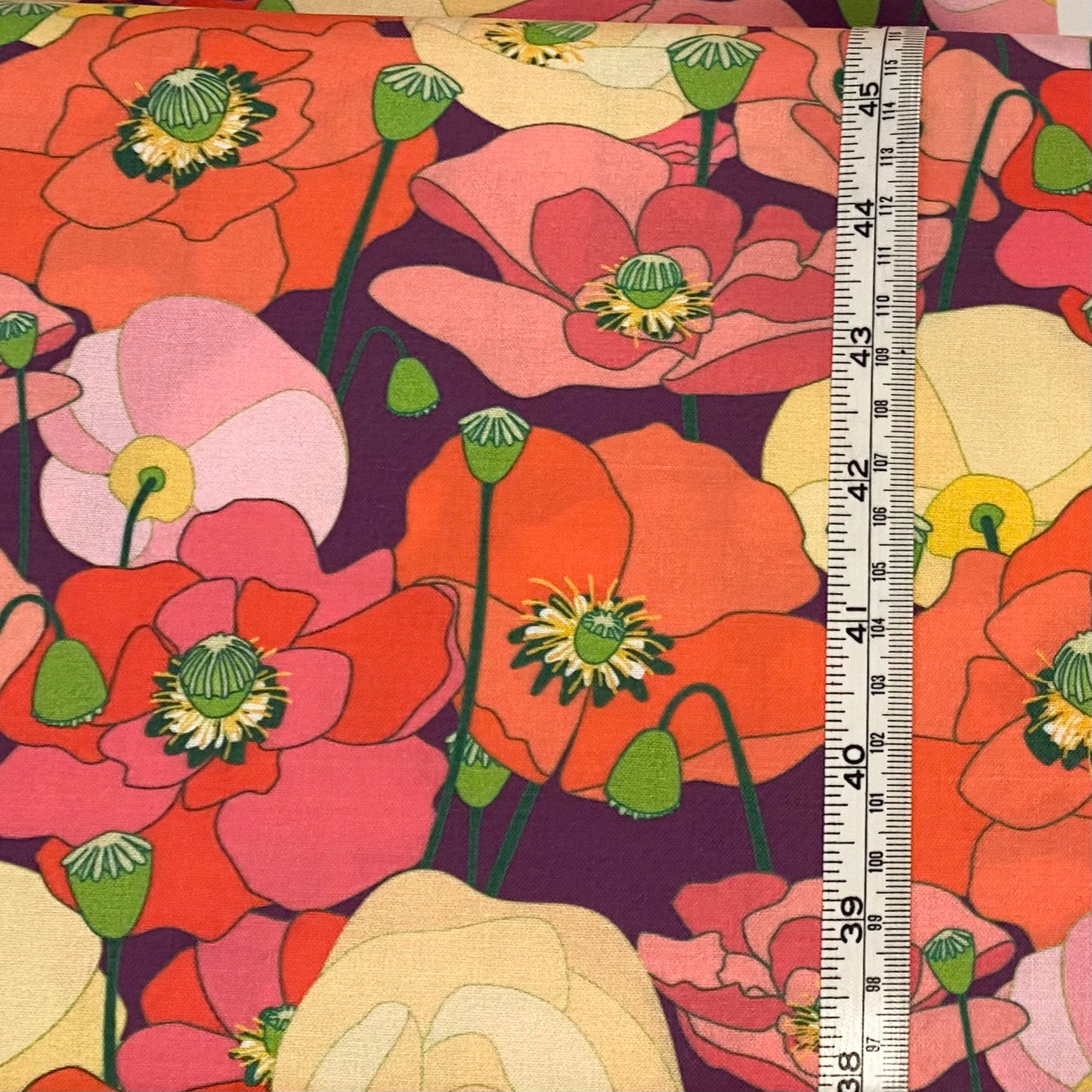 Wild Poppy Meadow - medium, purple background