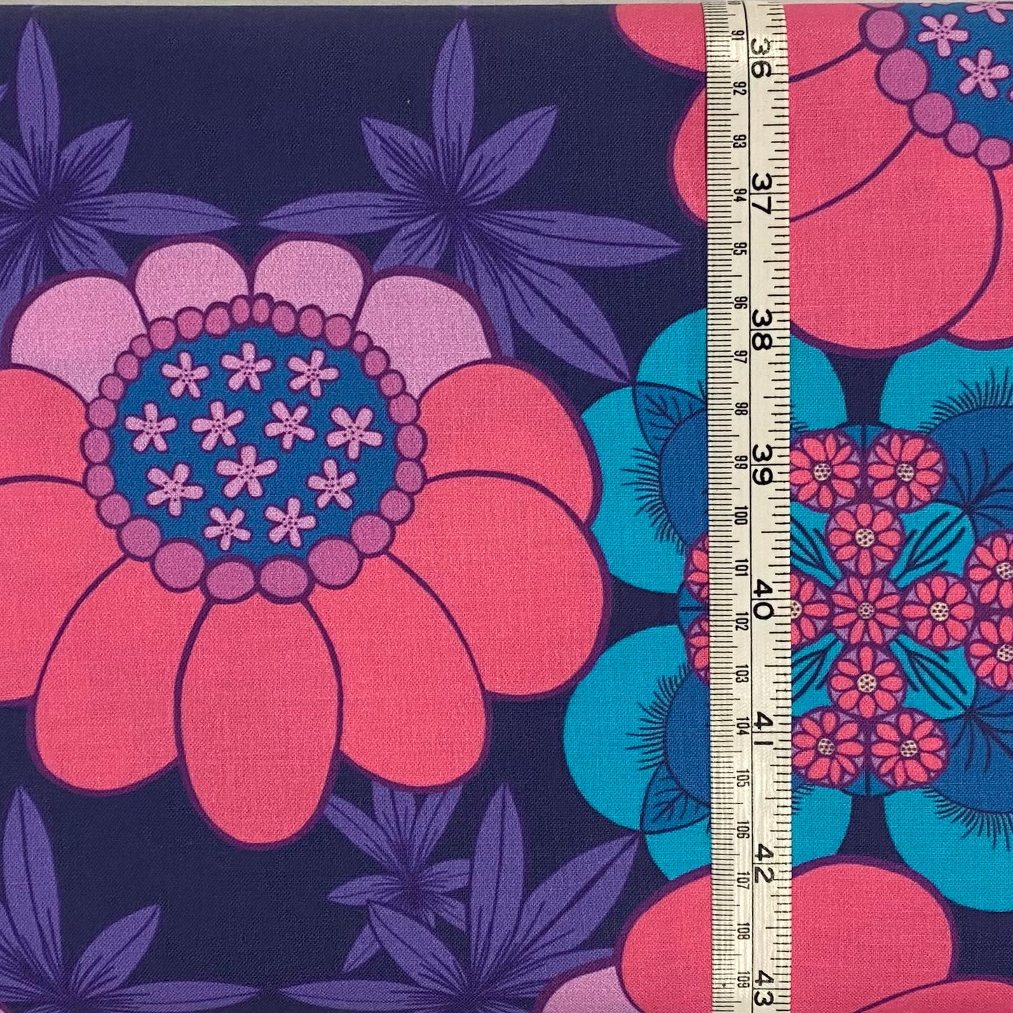 Dandy Peony - large, coral, purple, teal