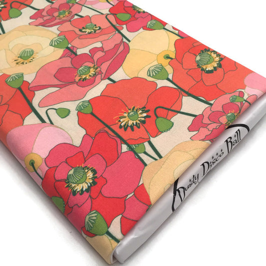 Wild Poppy Meadow - medium, cream background