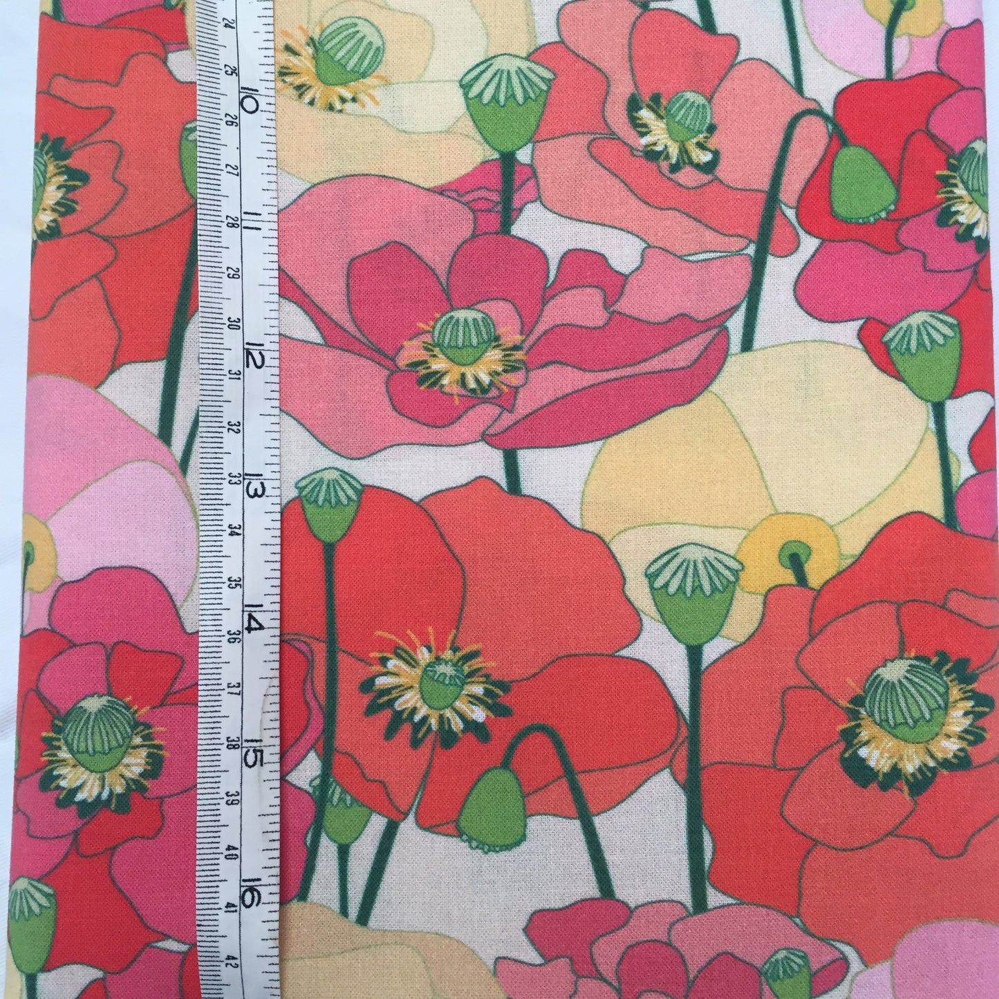 Wild Poppy Meadow - medium, cream background